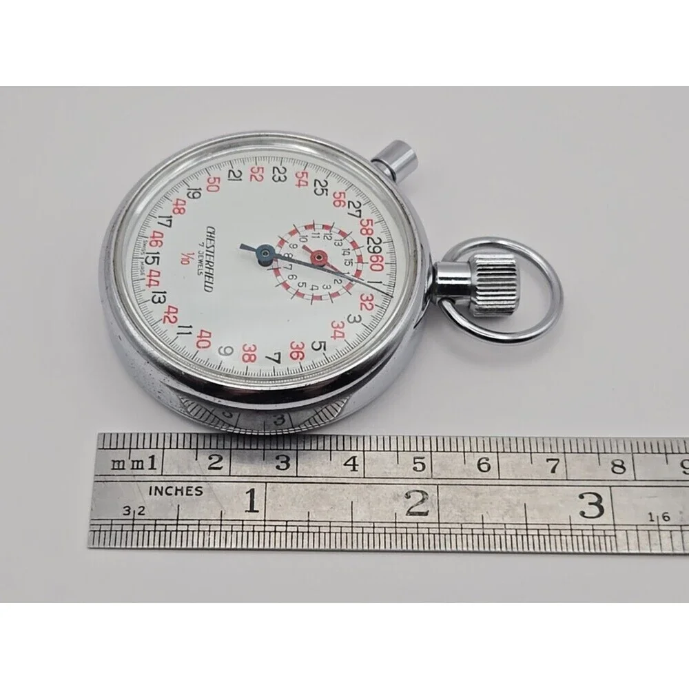 Vintage Chesterfield Swiss Mechanical Stopwatch 7 Jewel 1/10 Sport Timer